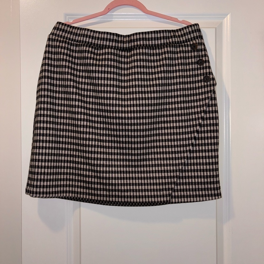 Sanctuary Black and White Plaid A-Line Skirt